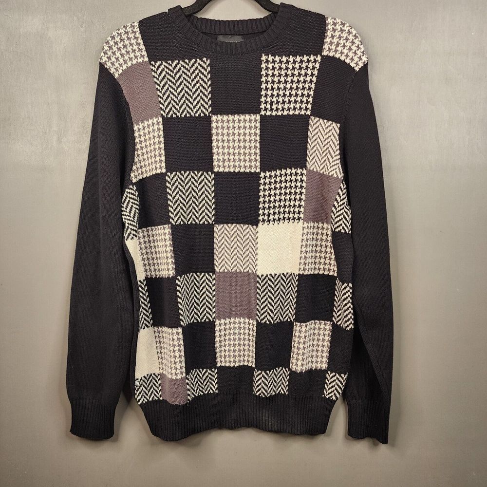 Men's Geoffrey Beene‎ Pullover Men's Sweater Large Cotton Checker Outdoors